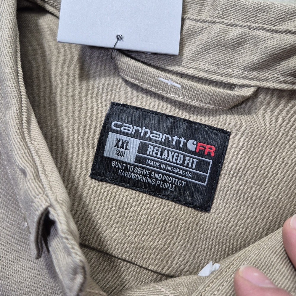 Carhartt FR Shirt Rugged Flex Twill Womens 2XL Khaki Flame Resistant Welder New - Picture 4 of 11